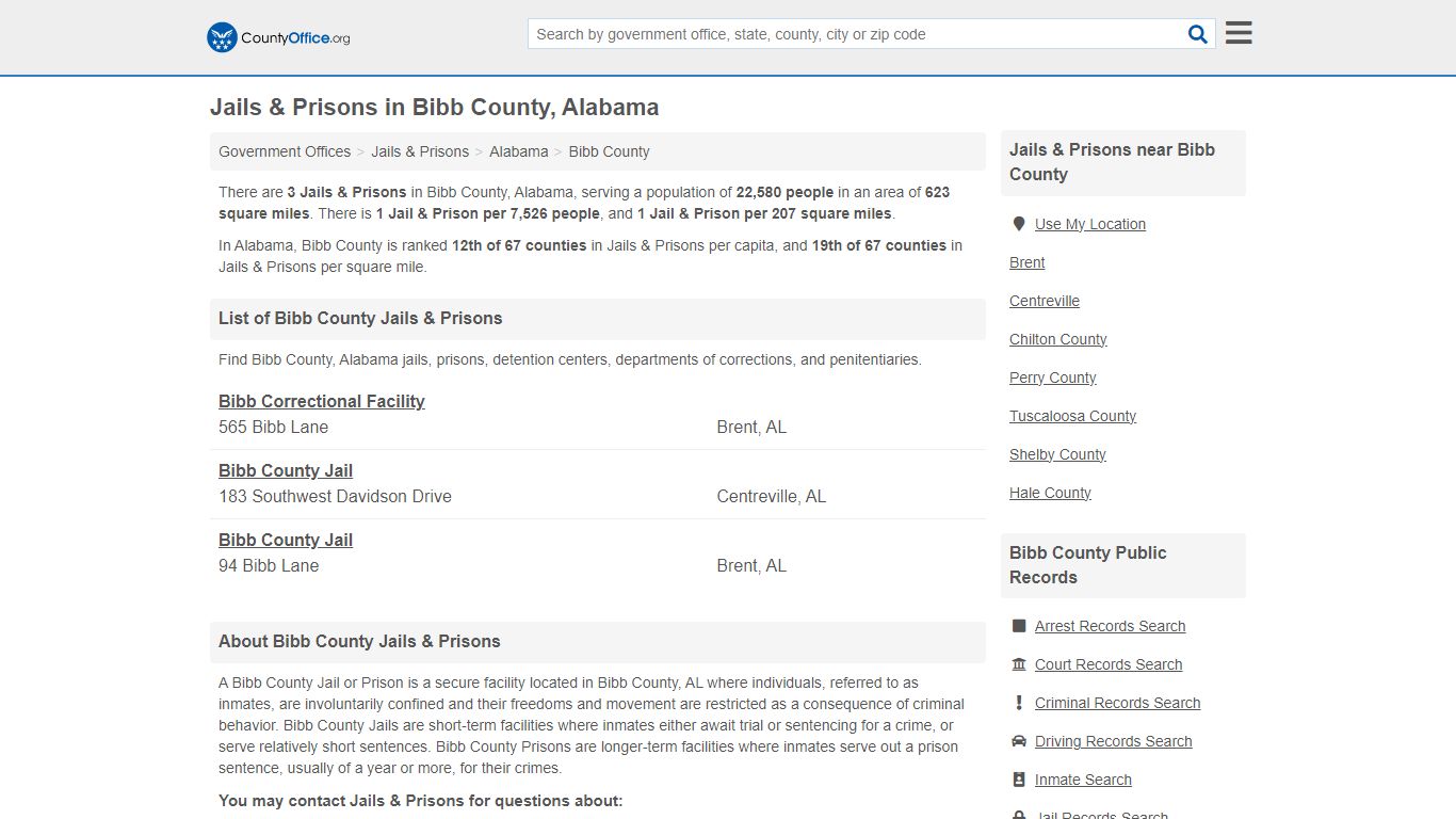 Jails & Prisons - Bibb County, AL (Inmate Rosters & Records)