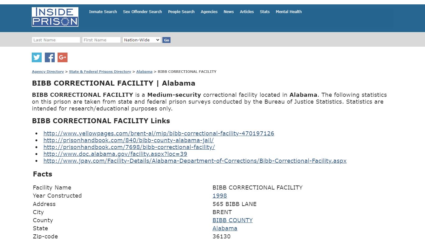 BIBB CORRECTIONAL FACILITY | Alabama - Inside Prison